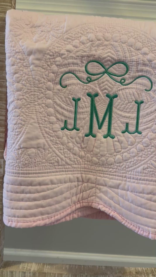 Heirloom Monogrammed Baby Blanket 36" x 46"
